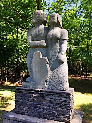Harvey Fite’s four-figure bluestone sculpture Quarry Family